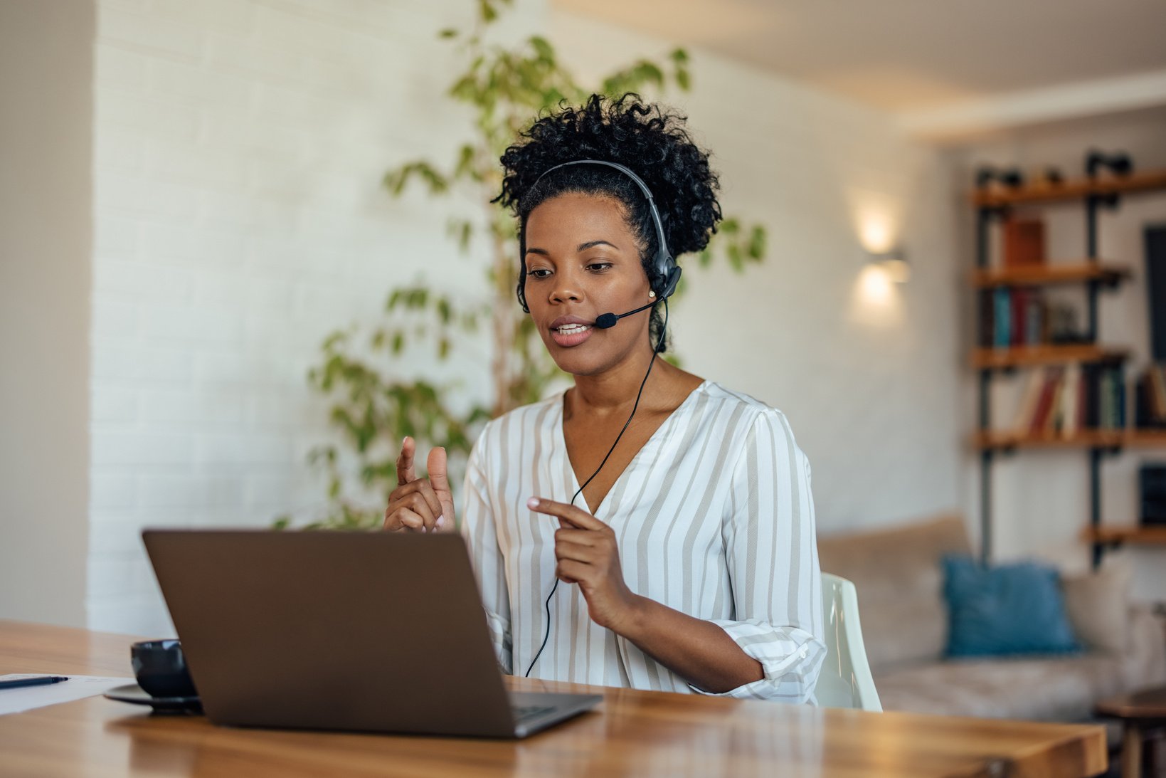 Adult woman, helping her company prosper.